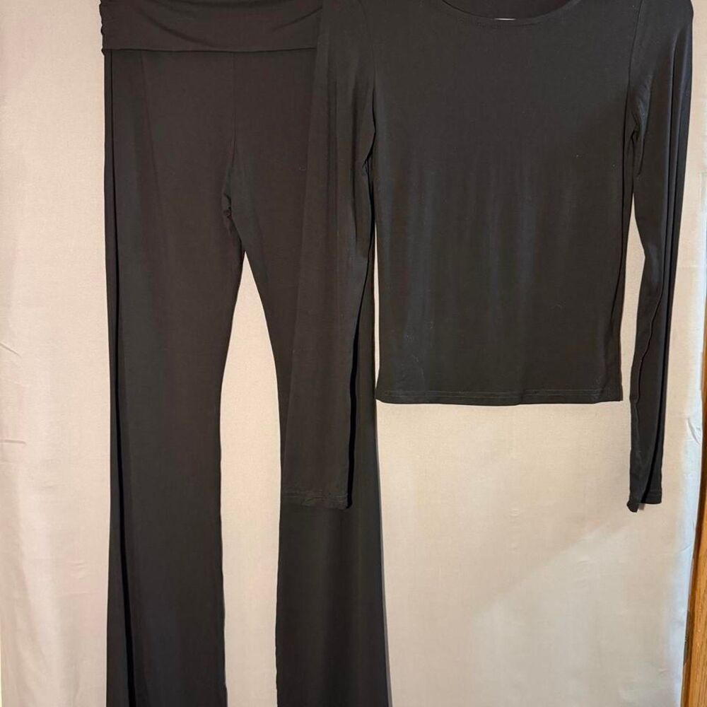 Black long sleeve and wide flare pants